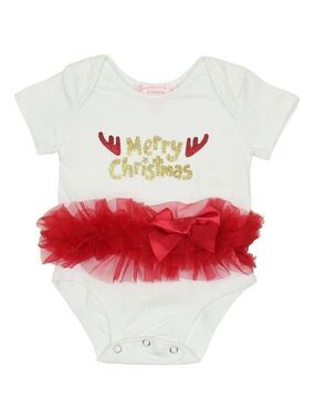 Popatu Merry Christmas baby girl's bodysuit tutu sparkly